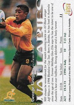 1996 Futera Rugby Union #11 George Gregan Back